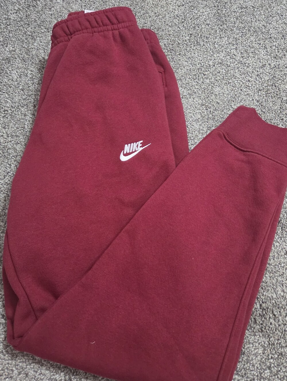 Nike Mens Red Fleece Joggers with White Logo